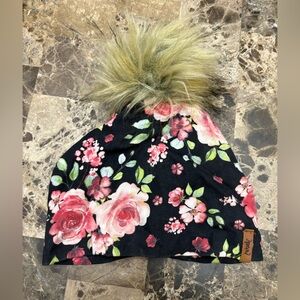 Deux par deux  Kids Floral Pom Pom Beanie - 3-6 years old
